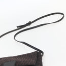 FENDI Zucchino Canvas Shoulder Bag Brown Silver Auth 157800-8