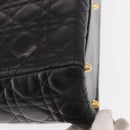 Christian Dior Lady Dior Canage Tote Bag Lamb Skin Black Gold Auth 157801-12