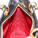 Christian Dior Lady Dior Canage Tote Bag Lamb Skin Black Gold Auth 157801-18