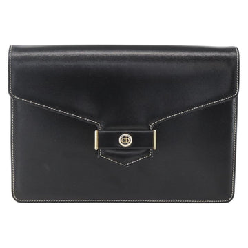 Christian Dior Chain Shoulder Bag Leather Black Gold Auth 157802V - 0