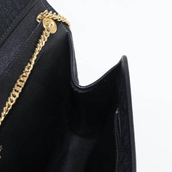 Christian Dior Trotter Canvas Chain Shoulder Bag Black Gold Auth 157803