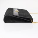 Christian Dior Trotter Canvas Chain Shoulder Bag Black Gold Auth 157803-4