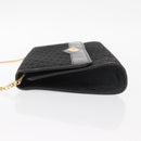 Christian Dior Trotter Canvas Chain Shoulder Bag Black Gold Auth 157803-5
