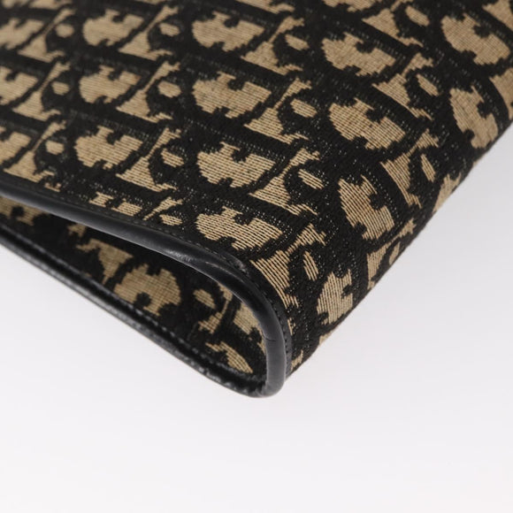 Christian Dior Trotter Canvas Chain Shoulder Bag Black Gold Auth 157804