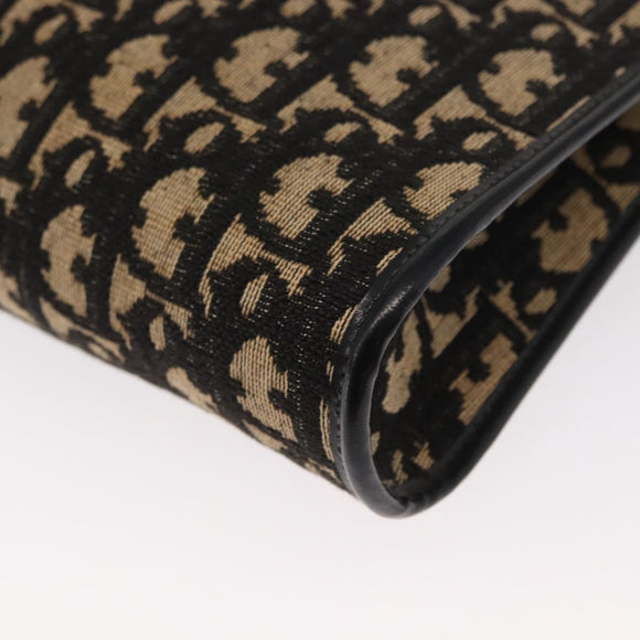 Christian Dior Trotter Canvas Chain Shoulder Bag Black Gold Auth 157804