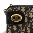 Christian Dior Trotter Canvas Chain Shoulder Bag Black Gold Auth 157804-14