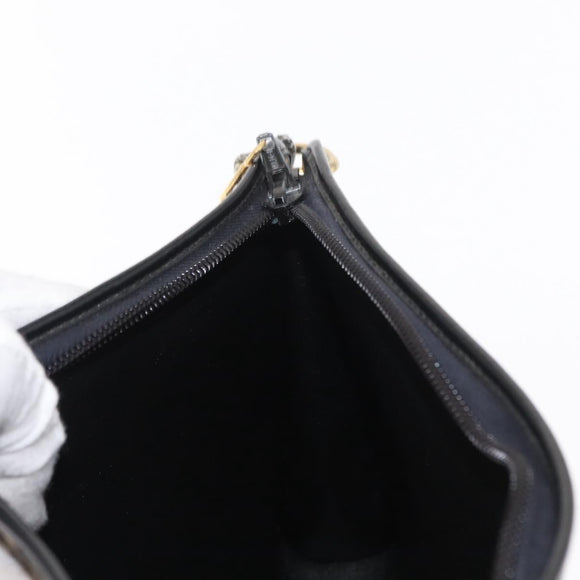 Christian Dior Trotter Canvas Chain Shoulder Bag Black Gold Auth 157804