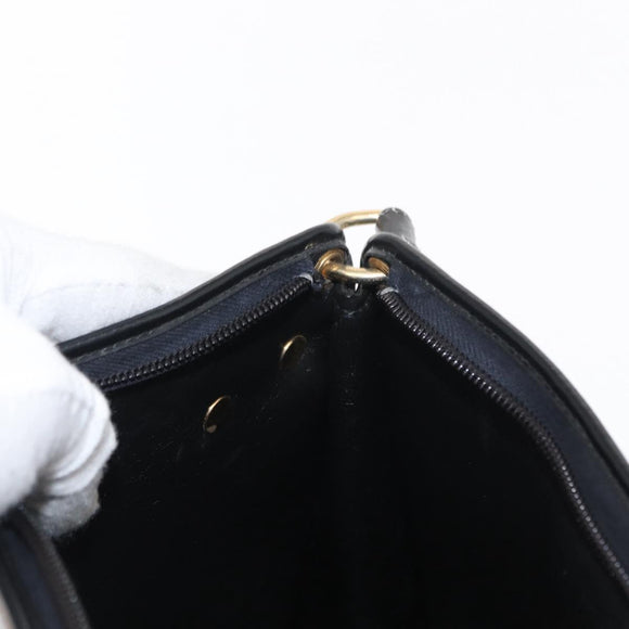 Christian Dior Trotter Canvas Chain Shoulder Bag Black Gold Auth 157804