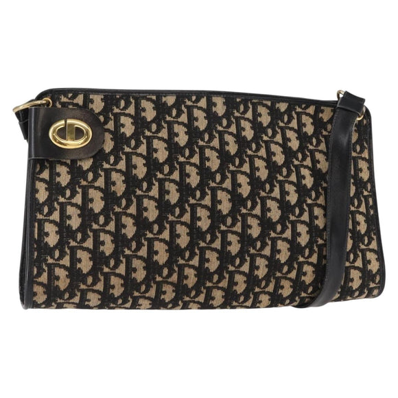 Christian Dior Trotter Canvas Kettenschultertasche Schwarz Gold Original 157804