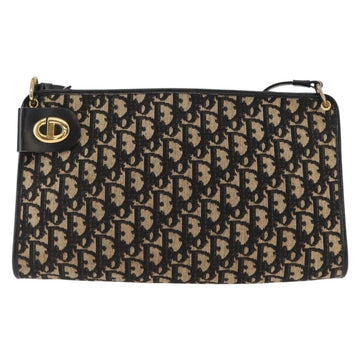 Christian Dior Trotter Canvas Chain Shoulder Bag Black Gold Auth 157804 - 0