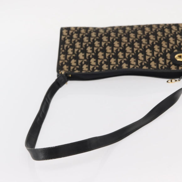 Christian Dior Trotter Canvas Kettenschultertasche Schwarz Gold Original 157804