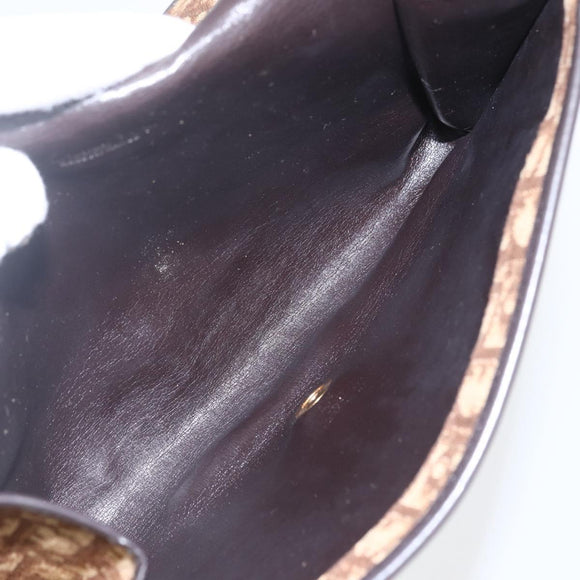 Christian Dior Trotter Canvas Shoulder Bag Beige Gold Auth 157805