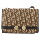Christian Dior Trotter Canvas Shoulder Bag Beige Gold Auth 157805-13