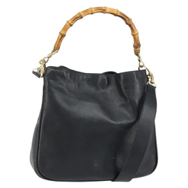 GUCCI Bamboo Hand Bag Leather 2way Brown Gold 001 2058 1638 0 Auth 157806