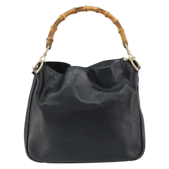 GUCCI Bamboo Hand Bag Leather 2way Brown Gold 001 2058 1638 0 Auth 157806