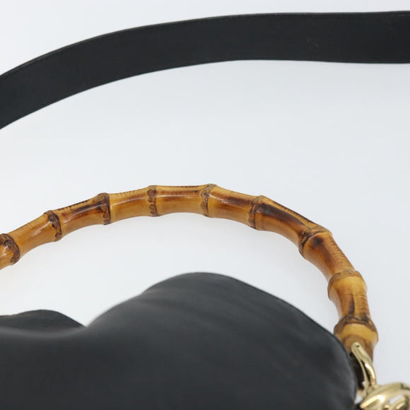 GUCCI Bamboo Hand Bag Leather 2way Brown Gold 001 2058 1638 0 Auth 157806