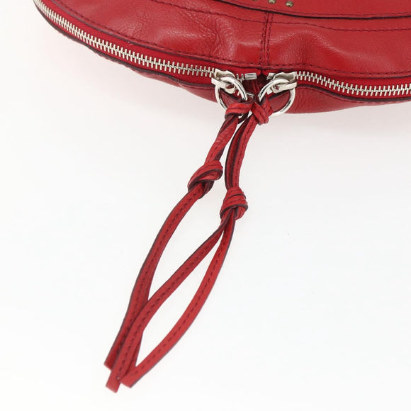 Chloe Paddington Shoulder Bag Leather Red Gold Auth 157807V