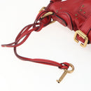 Chloe Paddington Shoulder Bag Leather Red Gold Auth 157807V-17