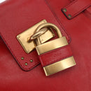 Chloe Paddington Shoulder Bag Leather Red Gold Auth 157807V-18
