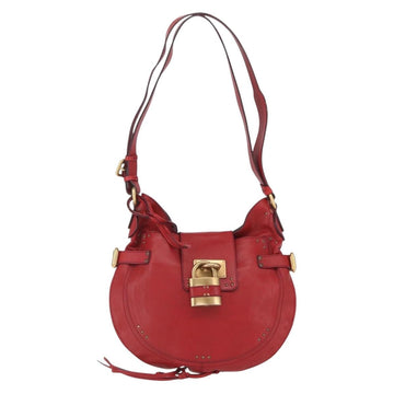 Chloe Paddington Shoulder Bag Leather Red Gold Auth 157807V - 0