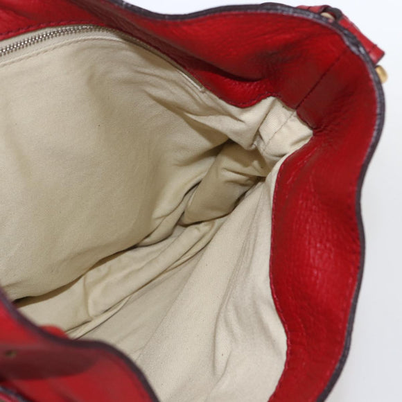 Chloe Paddington Shoulder Bag Leather Red Gold Auth 157807V