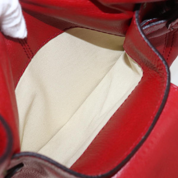 Chloe Paddington Shoulder Bag Leather Red Gold Auth 157807V