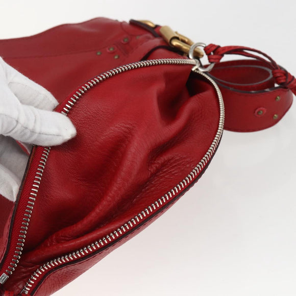 Chloe Paddington Shoulder Bag Leather Red Gold Auth 157807V