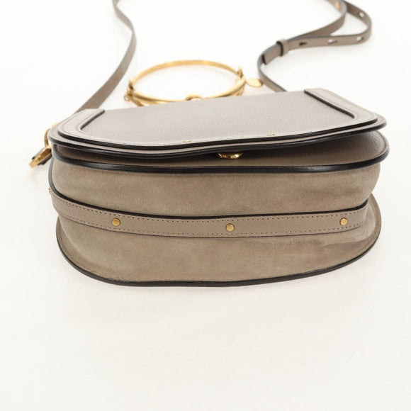 Chloe Nile Medium Bracelet Shoulder Bag Leather Beige Gold Auth 157808