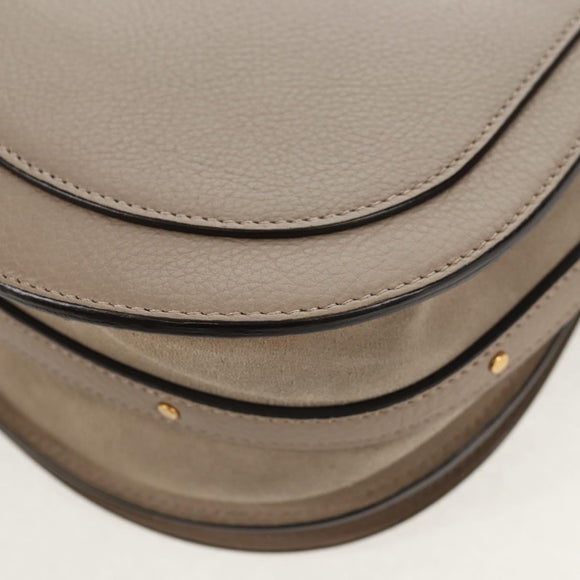 Chloe Nile Medium Bracelet Shoulder Bag Leather Beige Gold Auth 157808