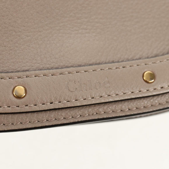 Chloe Nile Medium Bracelet Shoulder Bag Leather Beige Gold Auth 157808