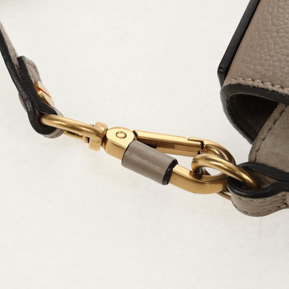 Chloe Nile Medium Bracelet Shoulder Bag Leather Beige Gold Auth 157808