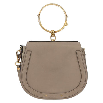 Chloe Nile Medium Bracelet Shoulder Bag Leather Beige Gold Auth 157808 - 0