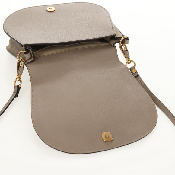 Chloe Nile Medium Bracelet Shoulder Bag Leather Beige Gold Auth 157808