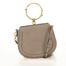 Chloe Nile Medium Bracelet Shoulder Bag Leather Beige Gold Auth 157808-28