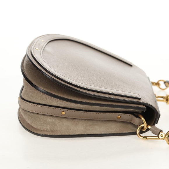 Chloe Nile Medium Bracelet Shoulder Bag Leather Beige Gold Auth 157808