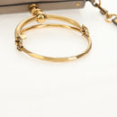 Chloe Nile Medium Bracelet Shoulder Bag Leather Beige Gold Auth 157808-7