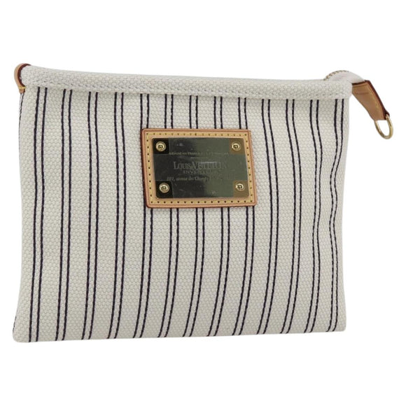 LOUIS VUITTON Antigua Pochette Platform PM Pouch White M40069 LV Auth 157812V