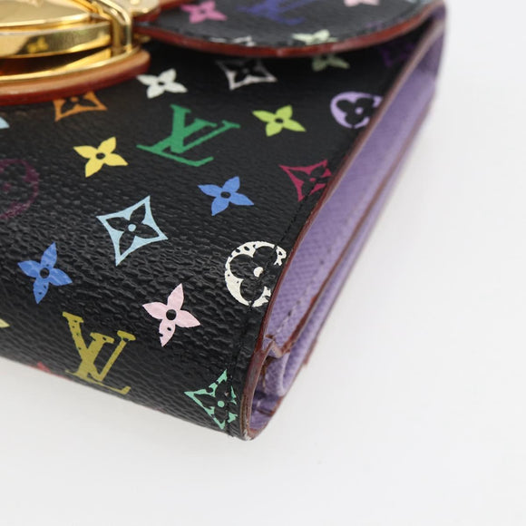 LOUIS VUITTON Multicolor Portefeuille Joy Wallet Black M60282 LV Auth 157816V