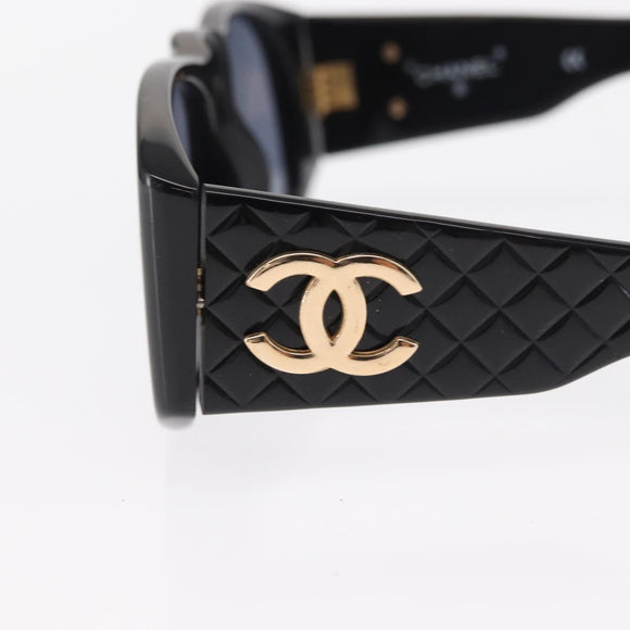 CHANEL COCO Mark Sunglasses plastic Black CC Auth 157822