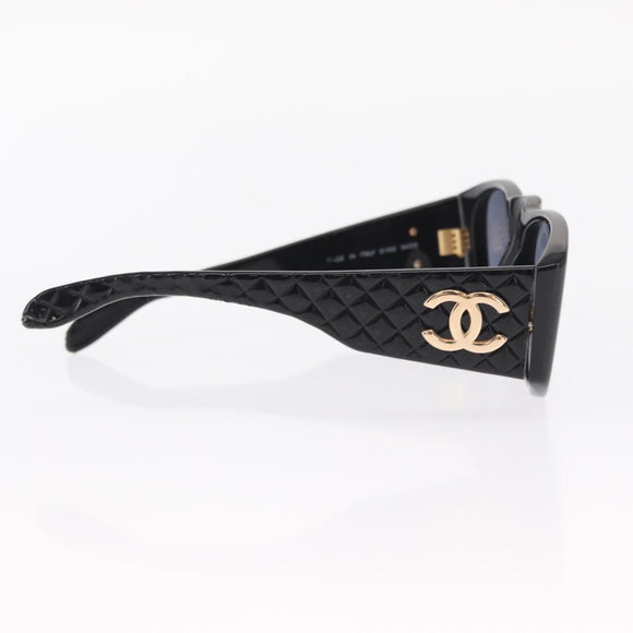 CHANEL COCO Mark Sunglasses plastic Black CC Auth 157822