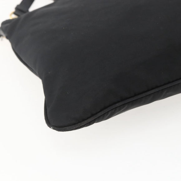 PRADA Shoulder Bag Nylon Black Gold Auth 157828