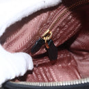PRADA Shoulder Bag Nylon Black Gold Auth 157828-20