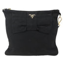 PRADA Shoulder Bag Nylon Black Gold Auth 157828-13