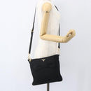PRADA Shoulder Bag Nylon Black Gold Auth 157828-24