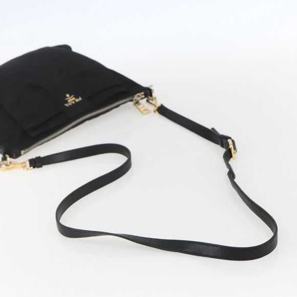 PRADA Shoulder Bag Nylon Black Gold Auth 157828