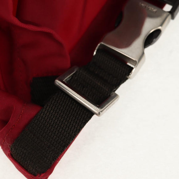 PRADA Shoulder Bag Nylon Red Silver Auth 157829