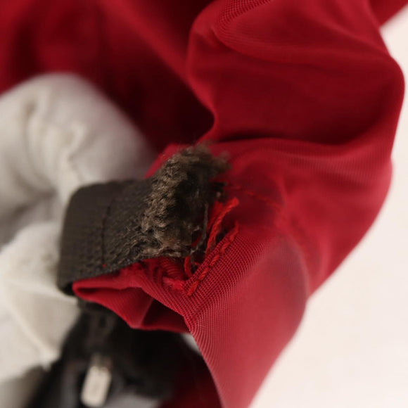 PRADA Shoulder Bag Nylon Red Silver Auth 157829