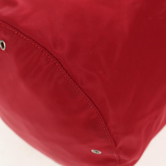 PRADA Shoulder Bag Nylon Red Silver Auth 157829
