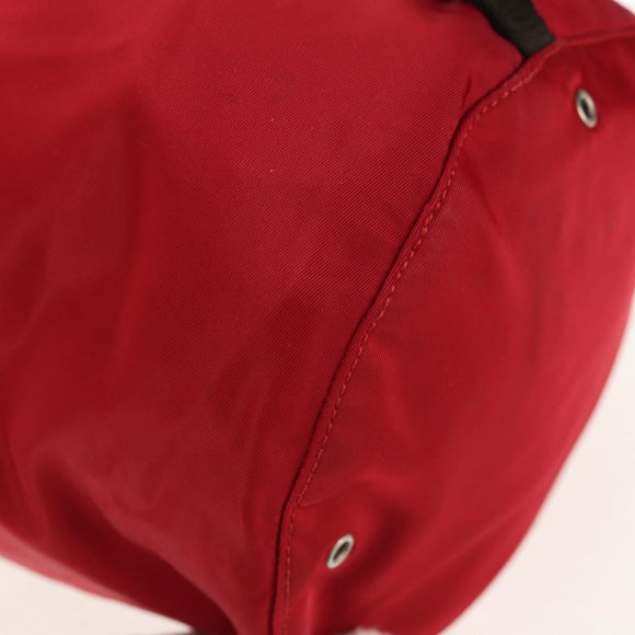 PRADA Shoulder Bag Nylon Red Silver Auth 157829