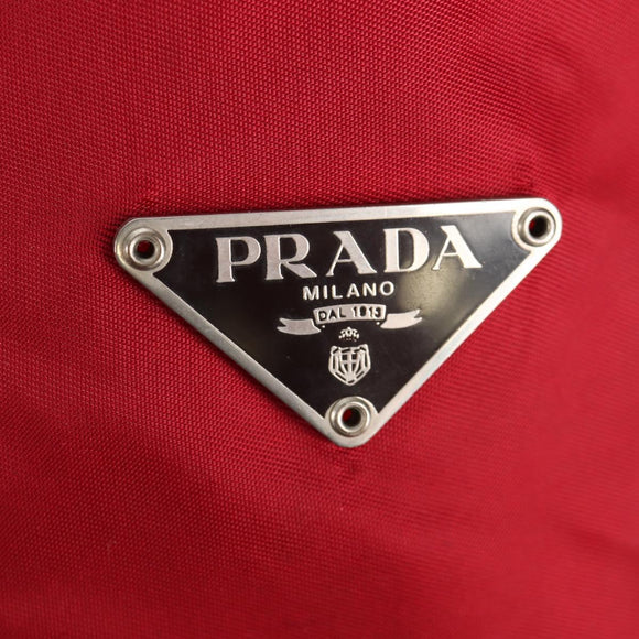 PRADA Shoulder Bag Nylon Red Silver Auth 157829